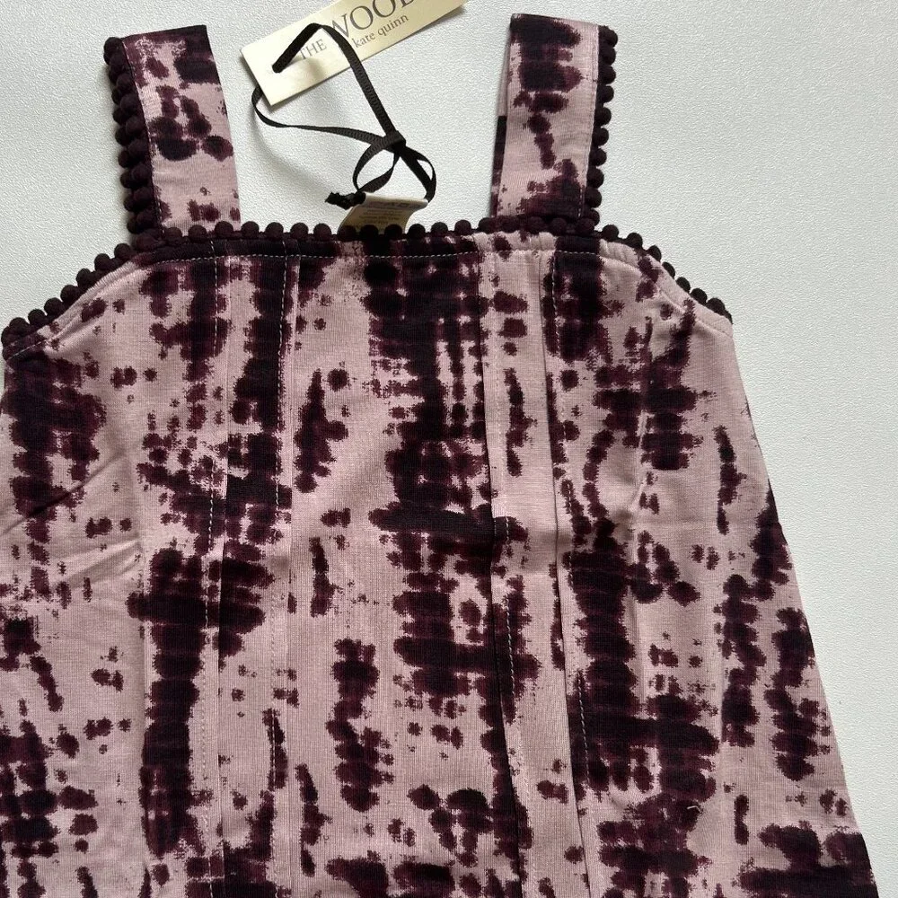 NWT Kate Quinn Modal Tank 3-6M Tanzanite Shibori Pom Pom Baby Top The Woods